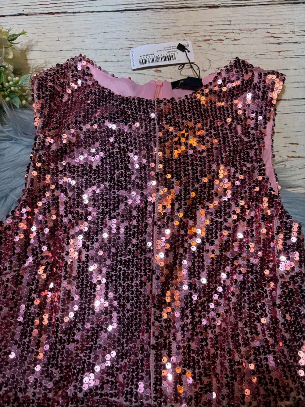 NWT Nasty Gal Rose Gold Sequin Skinny Leg Catquit Jumpsuit sz 6 - Picture 2 of 9
